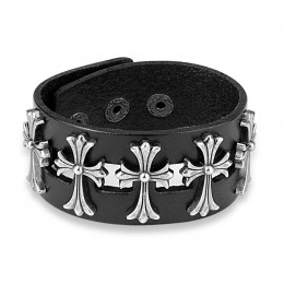 Bracelet de force cuir vegan artisanal noir, anneau martelé, cuir de liège,  gothique, rock, biker