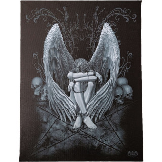 Toile dco  femme ange enchaine sur pentagramme "ENSLAVED ANGEL" (25x19cm)